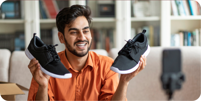 Creator reviewing a product