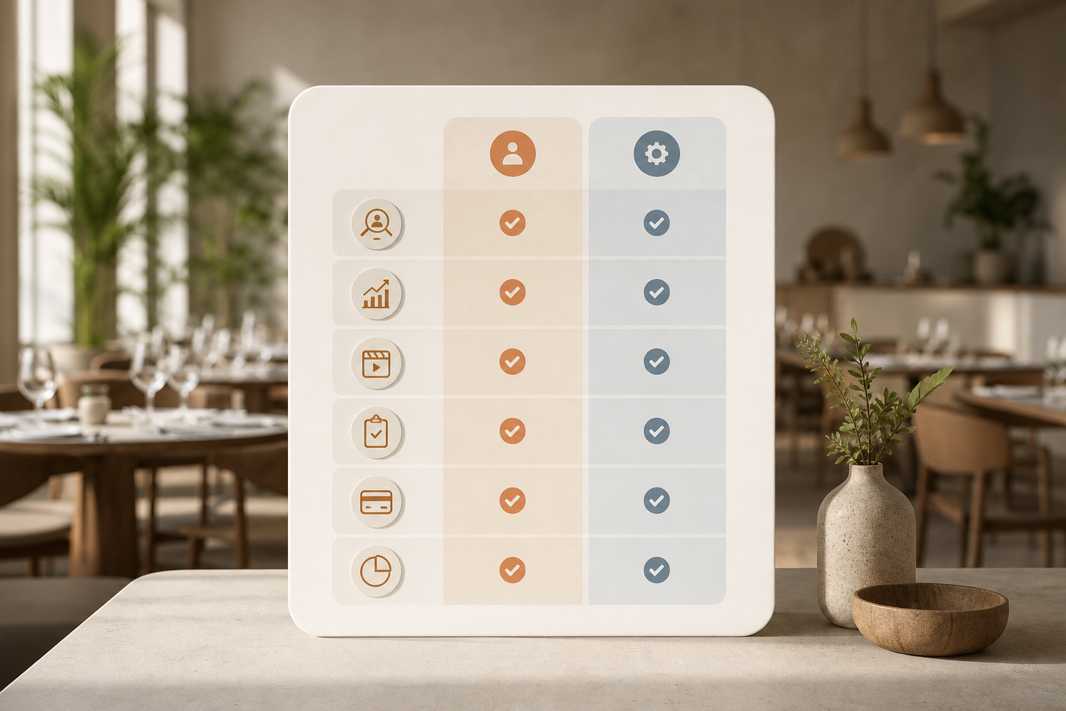 comparison chart of Infliuence vs Sprout Social across six restaurant-focused dimensions
