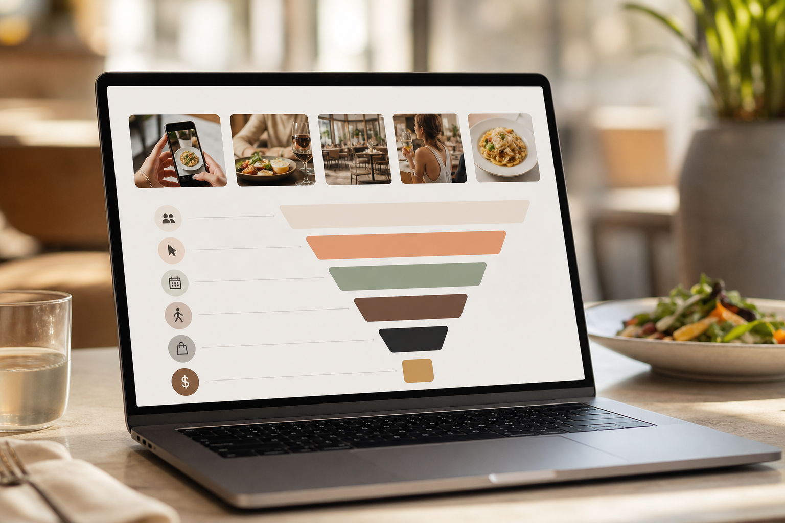 restaurant influencer campaign analytics and roi tracking dashboard mockup