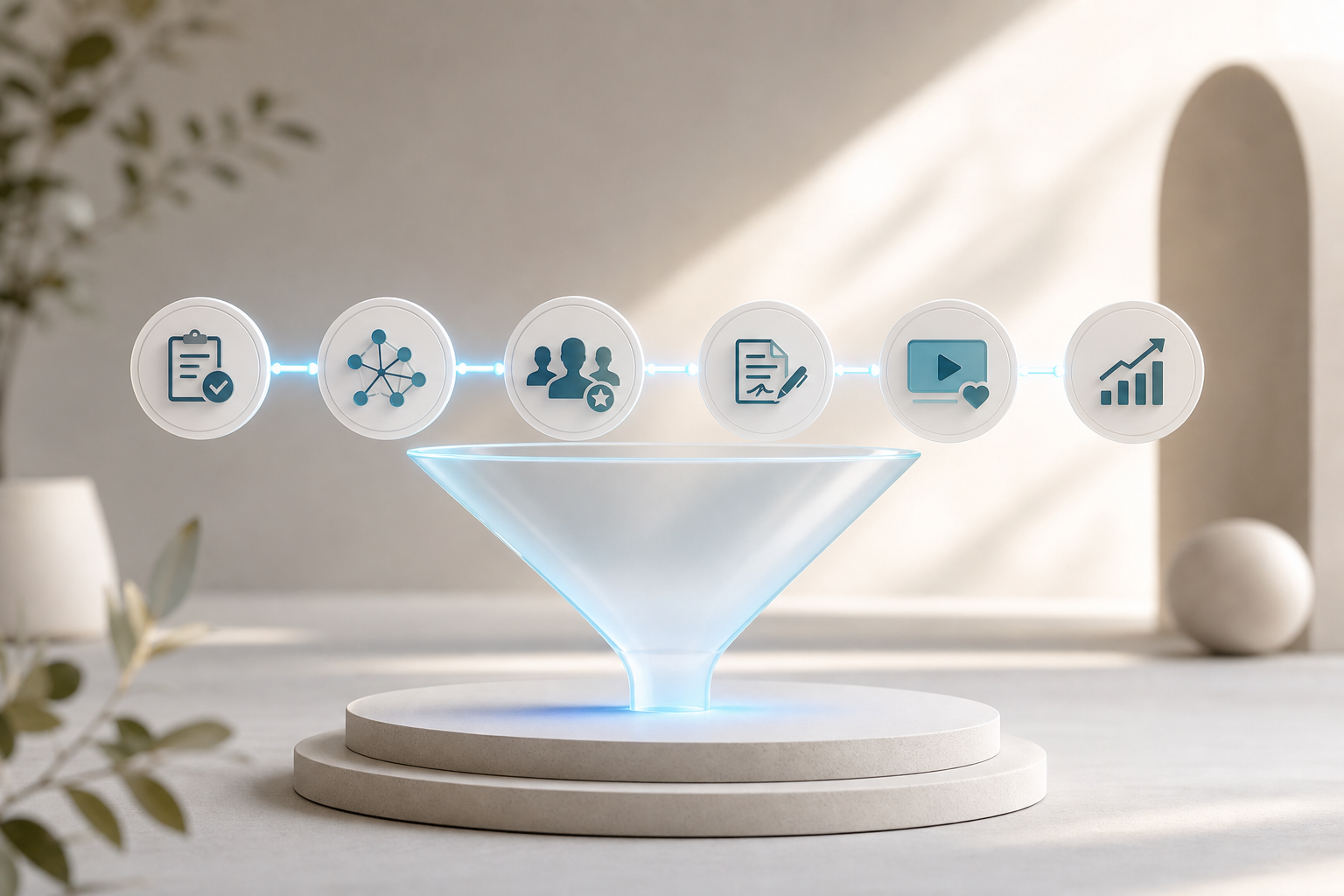 ai influencer discovery and matching funnel diagram